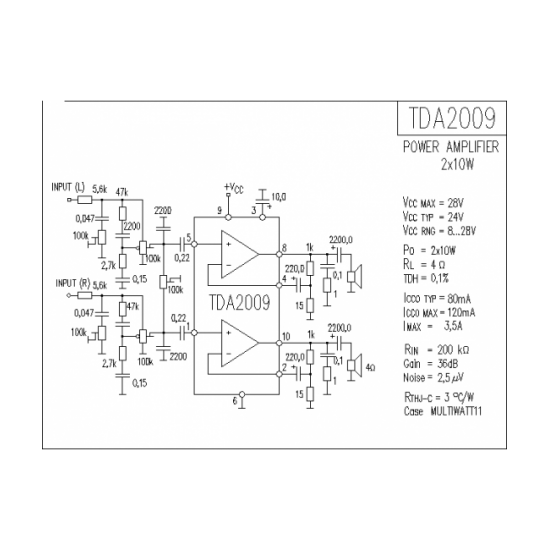TDA2009A 10W Stereo Amplifier