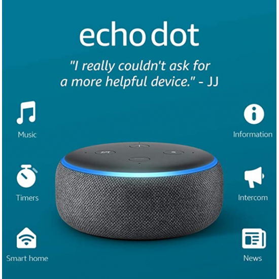 Amazon Echo Dot (3rd Gen) - Smart with Alexa - Charcoal Fabric