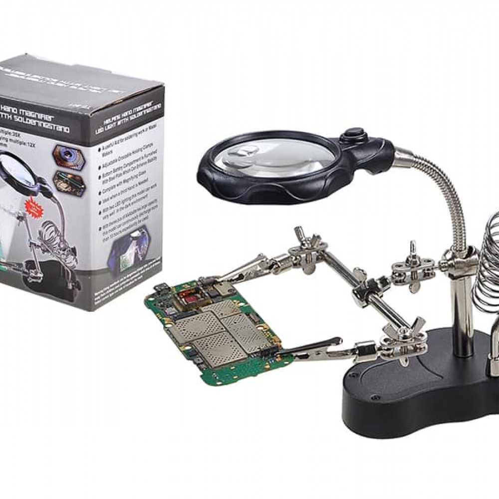 Microchip Magnifier Helping,Hand,portable,Magnifier,Soldering,Stand