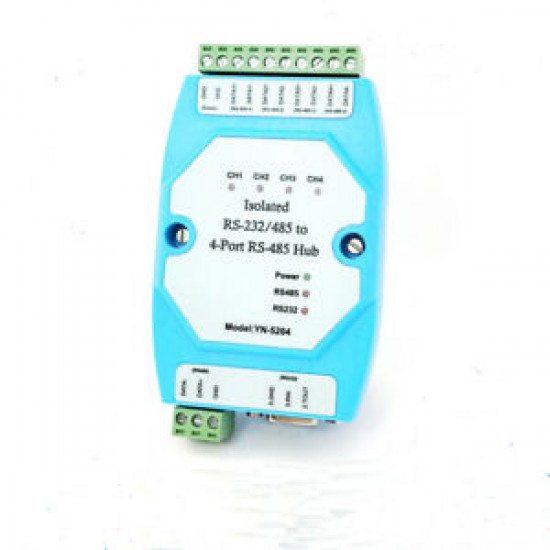 Isolated RS-232/RS485 to 4 Port RS485 Hub Industrial Ethernet module