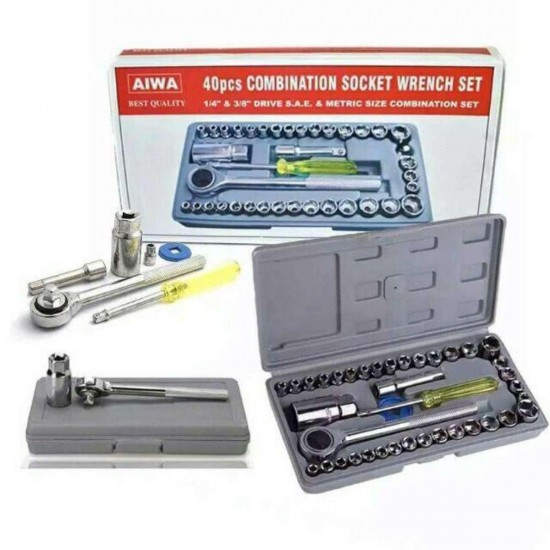 Multi Purpose Combination Socket Wrench Set Ratchet Screwdriver Set 1/4 inch
