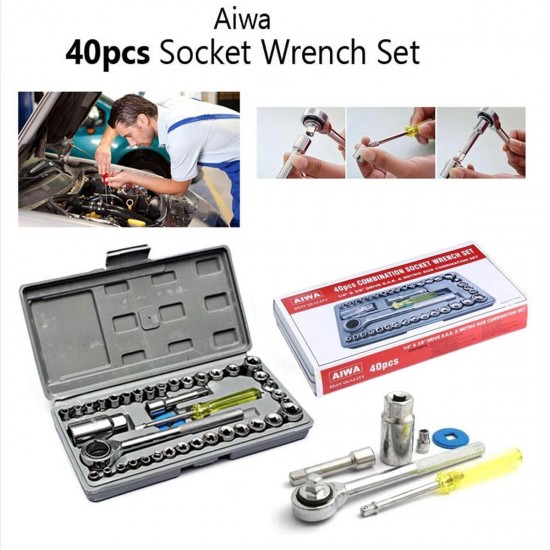 Multi Purpose Combination Socket Wrench Set Ratchet Screwdriver Set 1/4 inch