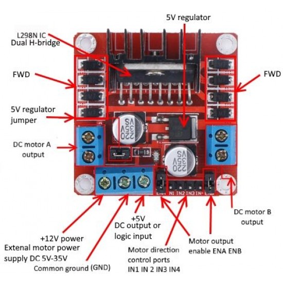 Stepper Motor Drive Controller Board Module L298N Dual H Bridge DC For Arduino 