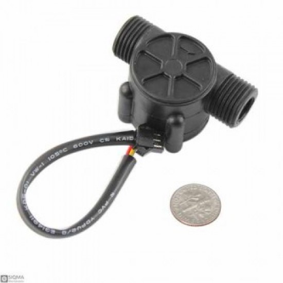 Water Flow Meter Hall Effect Counter Sensor 1-30L/min 1/2'' 