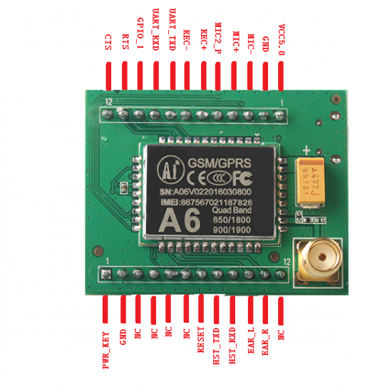 GPRS A6 Mini Serial GPRS GSM Module Core Developemnt