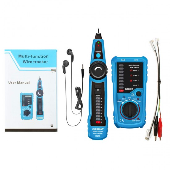 Wire Tracker and Ethernet LAN Network Cable Tester for Network Cable Collation Telephone Line Tester Continuity Checking RJ11 RJ45 Cable Tester Line Finder Multifunction
